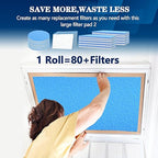 MERV 8 Air Vent Filters, 14" x 140"Cut to Fit Air Filter Material (80+ Filters),Electrostatic Triple Vent Filter for Floor, Ceiling, HVAC & RV Vents, Includes 48 Adhesive Hook Tape