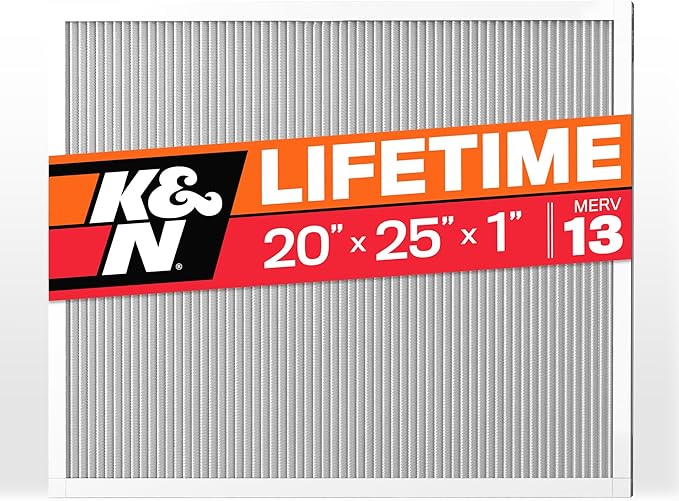 K&N 20X25X1 HVAC Furnace Air Filter, Lasts a Lifetime, Washable, Merv 13, the Last HVAC Filter You Will Ever Buy, Breathe Safely at Home or in the Office, HVC-13-12025