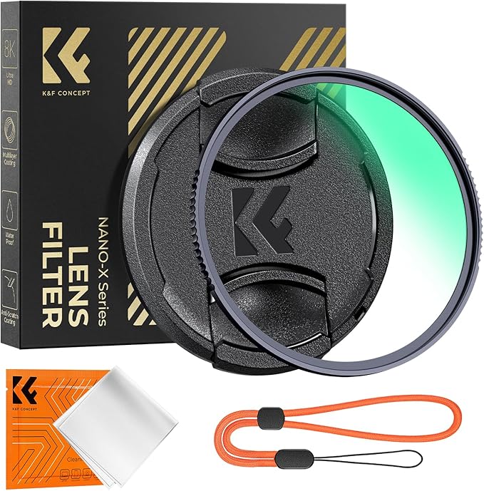 K&F CONCEPT 77mm MC UV Lens Protection Filter with Filter Cap Cleaning Cloth Optical Glass Ultra Slim 28 Multi-Layer Coatings Camera Lens UV Filter (Nano-X Series)
