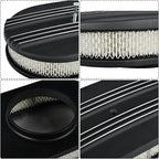 12" Air Cleaner Kit Oval Half Finned Black Aluminum Compatible with Classic Chevy Ford