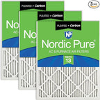 Nordic Pure 15x20x1 (Actual Size: 14 1/2 x 19 1/2 x 3/4) Pleated Air Filters MERV 13 Plus Carbon 3 Pack