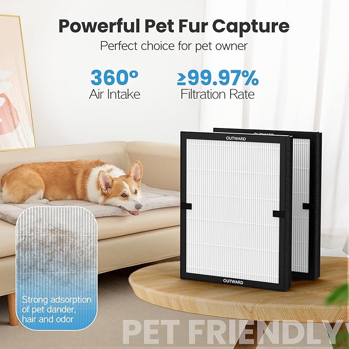 3 Pack E-200 HEPA Air Filter Compatible with LUNINO E-200 Air Purifier Filter Replacement 3 Stage Strong and Efficient Filtration For LUNINO Home Large Room up to 1740sq.ft