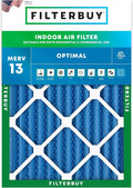 Filterbuy 10x14x2 Air Filter MERV 13 Optimal Smoke & Allergy Defense (1-Pack), Electrostatic Pleated HVAC AC Furnace Filters Replacement, Made in USA (Actual Size: 9.50 x 13.50 x 1.75)