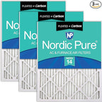 Nordic Pure 20x30x1 (Actual Size: 19 5/8 x 29 5/8 x 3/4) Pleated Air Filters MERV 14 Plus Carbon 3 Pack