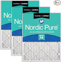 Nordic Pure 25x25x1 (Actual Size: 24 1/2 x 24 1/2 x 3/4) Pleated Air Filters MERV 14 Plus Carbon 3 Pack