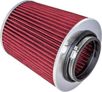 Mortar Aftermarket Auto Air Filter Replacement - Car Enthusiast Class Universal Cold Air Intake Gulps in More Air for More Engine Power & Passionate Induction Sound, 3.5 In, Red