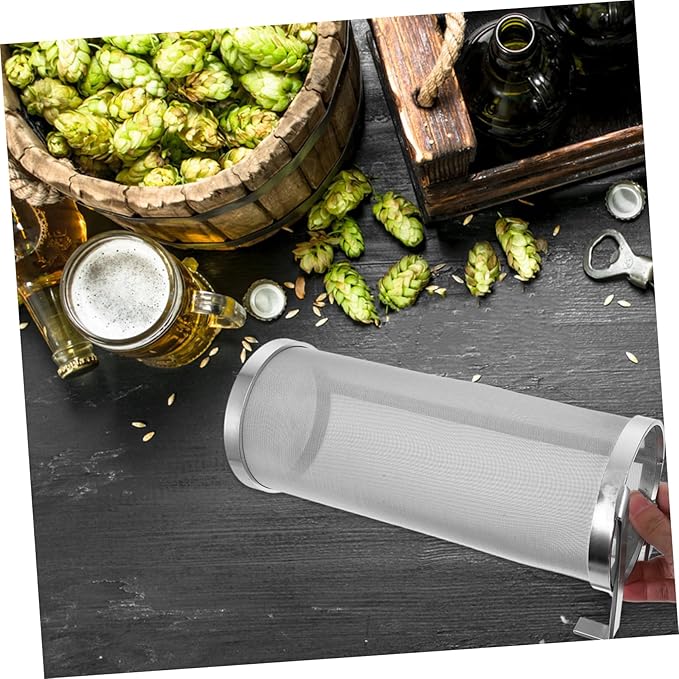 Stainless Steel Grain Brewing Filter Mesh Cylinder Portable Strainer for Homebrew Beer and Wine Brewing Brewing Tool for Filtration