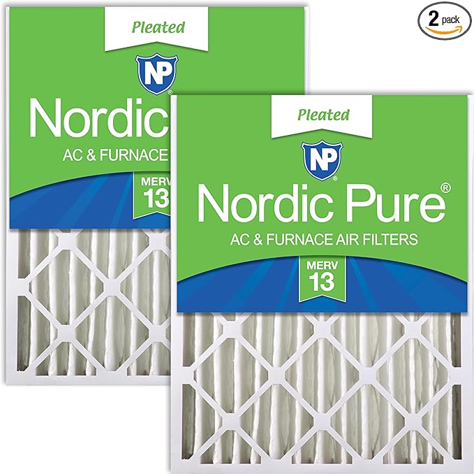Nordic Pure 16x24x4 (Actual Size: 15 3/8 x 23 3/8 x 3 5/8) Pleated MERV 13 Air Filters 2 Pack
