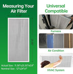 12x24x1 Air Filter Electrostatic Filter Reusable Washable HVAC AC Furnace Filter,MERV 8,Lasts a Lifetime, Healthier Home or Office(Actual Size:11.38x23.35x0.8 Inch)