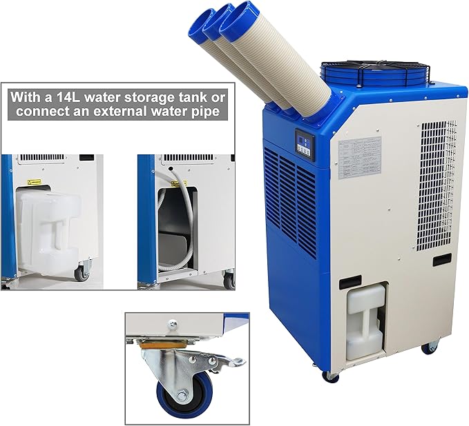TECHTONGDA Industrial Spot Cooler Mobile Air Conditioner Outdoor Cooling Machine Aircon 220V Columns Outlet 910m³/h Air Flow