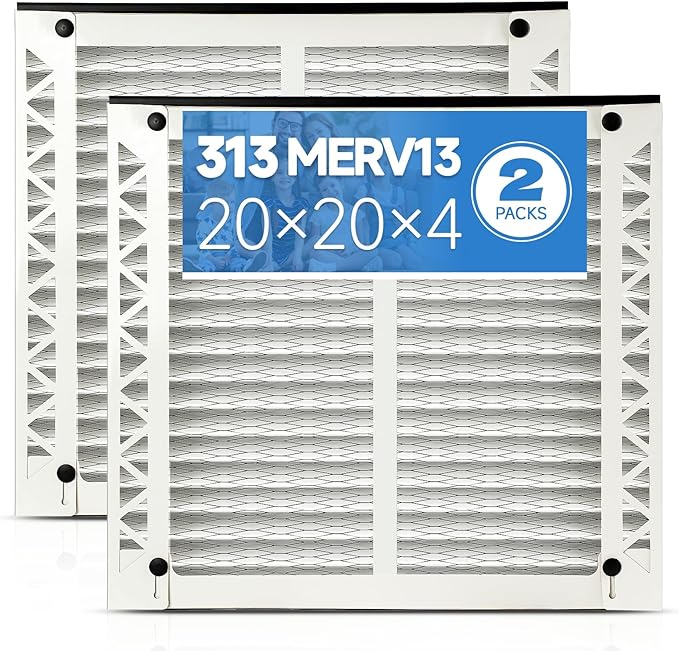2 Pack 313 Replacement Filter Compatible with AprilAire Whole House Air Purifiers Model 1310 2310 3310 4300,Size:20x20x4(19.5" x 19.5" x 3.77") MERV 13 Pleated HVAC AC Furnace Filter