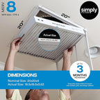 Simply 20x20x4 Air Filter, MERV 8, 4 Pack, Furnace Air Filter for HVAC (Actual Size:19.5"x19.5"x3.63") DUST, Pet, & Allergy Control