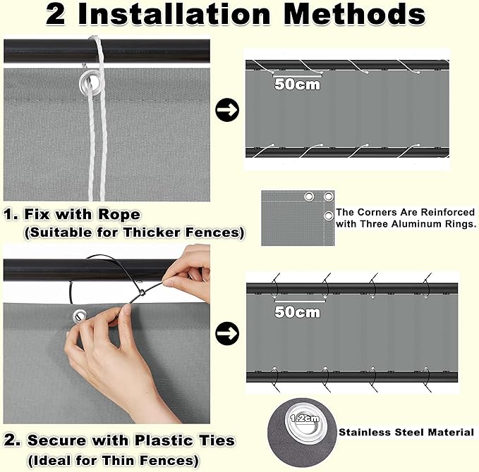 Privacy Fence Screen 2.3' x 3.3' Privacy Protection Weatherproof Privacy Fence Panels for Outside, with Grommets, for Apartments, Deck, Porch, Patio, Railing, Outdoor Pool, Weaving Pattern