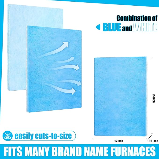 Frienda 6 Pcs Washable Reusable Furnace & Air Conditioner Filter Merv 6 Replacement Cut to Fit Ac Filters for HVAC Furnace Vents(25 x 16 inch)