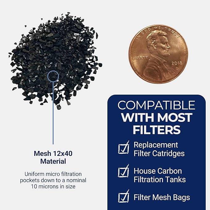 IPW Industries Bulk Activated Carbon - Coconut Shell Granular Activated Charcoal (GAC) for Water Filtration - Replacement Media for Pre and Post Carbon Water Filters (1 lb)
