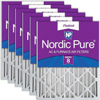 Nordic Pure 20x25x4 (Actual Size: 19 1/2 x 24 1/2 x 3 5/8) Pleated MERV 8 Air Filters 6 Pack