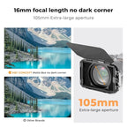 K&F CONCEPT Mini Matte Box +ND4+ND32 Filters Kit, DSLR Matte Box with Carbon Fiber Top Flag Square Filters Trays with 67/72/77/82/95mm Adapter Rings, for 4x5.65 Square UV ND Effect Filter