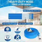 1.5" x 50 ft Backwash Hose for Swimming Pools, Heavy Duty PVC Water Lay Flat Discharge Hose,Durable Pool Drain Hose with Aluminum Camlock C and E Fittings for Pump And Filters