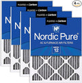 Nordic Pure 24x24x1 (Actual Size: 23 3/8 x 23 3/8 x 3/4) Furnace Air Filters MERV 12 Pleated Plus Carbon 4 Pack