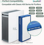 [Upgraded] Uaswpart Classic 400 Series Dualprotection Filter Compatible with Blueair Classic 400 Series Air Purifier Filter for Models 402 403 405 410 450E 455EB 480i, 2 Packs