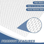 uxcell 5 Mesh 118" x 12" Woven Wire Mesh, 304 Stainless Steel Air Vent Filter Screen, Window Screen Mesh for DIY Projects Vents Cover Filtration Animals Fence