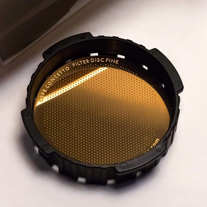 Filter for use in AeroPress Go/AeroPress Coffee Makers - Disc Fine - Reusable - Premium Coated Stainless Steel (Rose Gold, Metal) - Brew Tips Included