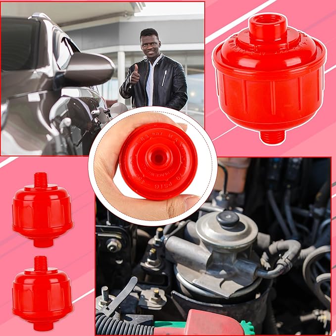 12 Pcs Disposable Mini Air Water Filters Red Air Line Filter Paint Gun Filter Removes Moisture Separator Standard 1/4 Inch Threads for Most Spray Guns and Air Tools