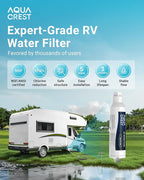 AQUA CREST RV Water Filter, RV Inline Water Filter with NSF Certified, Reduces Chlorine, Bad Taste and Odor, Ideal for Garden and Camper (Filter 4 Pack)