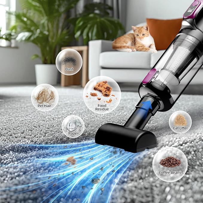 Cordless Handheld Vacuum Cleaner, 18000Pa 2 in 1 Car Vacuum Cleaner&Air Duster, 130W Brushless Motor with 7800mAh Battery, LED Light and Multi-Nozzles, Portable for Car, Home, Office, Pet