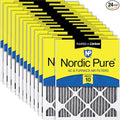 Nordic Pure 14x25x1 (Actual Size: 13 1/2 x 24 1/2 x 3/4) Furnace Air Filters MERV 10 Pleated Plus Carbon 24 Pack