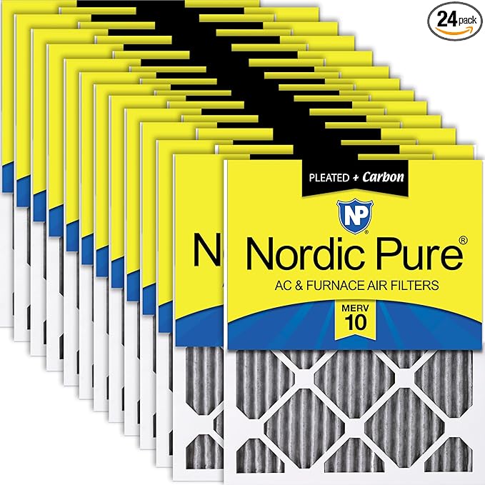 Nordic Pure 15x20x1 (Actual Size: 14 1/2 x 19 1/2 x 3/4) Furnace Air Filters MERV 10 Pleated Plus Carbon 24 Pack