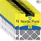 Nordic Pure 14x20x1 (Actual Size: 13 1/2 x 19 1/2 x 3/4) Furnace Air Filters MERV 10 Pleated Plus Carbon 24 Pack