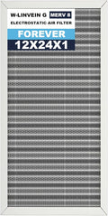 12x24x1 Reusable Air Filter, Electrostatic, Washable Lasts a Lifetime, Breathe Fresher Air in Home and Office HVAC AC Furnace Systems, Merv 8 (Actual Size: 11.38x23.38x0.82 Inch)