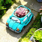 Cute Light-Blue Car Succulent Planter Pot, Flower Pots Succulent Plants Containers for Home Classroom Indoor Outdoor Plant Decoration