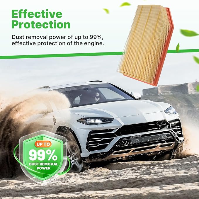 2PCS Engine Air Filter Fit for Jeep Wrangler 2018-2025 2026 2.0L/3.6L, Jeep Gladiator 2020-2025 2026 3.6L, Air Filter Replacement Engine Filter# 68257030AA Car Accessories
