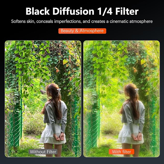 AMAZEAR Black Diffusion 1/4 Filter for Insta360 GO Ultra Accessories Pro Mist Style Lens Filter to Soften Skin & Create Cinematic Glowing Highlights, Reduce Harsh Contrast, HD Optical Glass