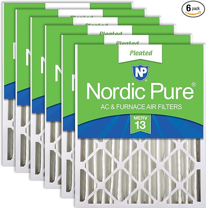 Nordic Pure 16x24x4 (Actual Size: 15 3/8 x 23 3/8 x 3 5/8) Pleated MERV 13 Air Filters 6 Pack