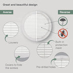 Vent Systems 8" Inch (Opening Dimensions) - Pack of 2 - White Soffit Vent Cover - Plastic Round Air Vent Grille - Built-in Mesh Screen - HVAC Register Louver for Bathroom, Home, Kitchen