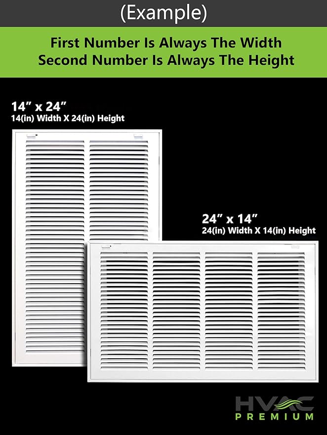 HVAC Premium 8 x 22 Duct Opening Steel Return Air Filter Grille, for 1-inch Filter, Removable Door, Flat Stamped HVAC Vent Cover Grille, Outer Dimensions 10.5 x 24.5