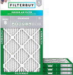 Filterbuy 14x22x1 Air Filter MERV 8 Essential Dust & Allergy Defense (4-Pack), Electrostatic Pleated HVAC AC Furnace Filters Replacement, Made in USA (Actual Size: 13.50 x 21.50 x 0.75)