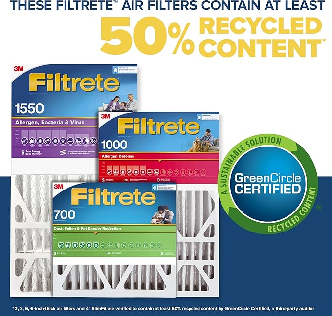 Filtrete 16x25x5 AC Furnace Air Filter, MPR 1550, MERV 12, Fits Honeywell & Trion AirBear, CERTIFIED Asthma & Allergy Friendly, Electrostatic Air Filter, 1-Pack (actual size 15.75 x 24.13 x 4.88)