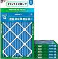Filterbuy 13.5x29.5x1 Air Filter MERV 13 Optimal Smoke & Allergy Defense (6-Pack), Electrostatic Pleated HVAC AC Furnace Filters Replacement, Made in USA (Actual Size: 13.50 x 29.50 x 0.75)