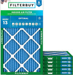 Filterbuy 13.5x29.5x1 Air Filter MERV 13 Optimal Smoke & Allergy Defense (6-Pack), Electrostatic Pleated HVAC AC Furnace Filters Replacement, Made in USA (Actual Size: 13.50 x 29.50 x 0.75)