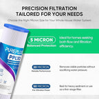 PUREPLUS 5 Micron 10"x2.5" Whole House Pleated Sediment Filter for Well Water, Replacement Cartridge for Universal 10 inch RO System, W50PE, WFPFC3002, SPC-25-1050, FM-50-975, 801-50, WB-50W, 4Pack