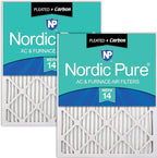 Nordic Pure 14x25x1 (Actual Size: 13 1/2 x 24 1/2 x 3/4) Pleated Air Filters MERV 14 Plus Carbon 2 Pack