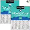 Nordic Pure 25x25x1 (Actual Size: 24 1/2 x 24 1/2 x 3/4) Pleated Air Filters MERV 14 Plus Carbon 2 Pack