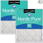 Nordic Pure 20x30x1 (Actual Size: 19 5/8 x 29 5/8 x 3/4) Pleated Air Filters MERV 14 Plus Carbon 2 Pack