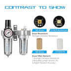 NANPU 1/4" NPT Air Filter Pressure Regulator Lubricato Dryer Gauge Kit Water/Oil Trap Separator 3 in 1 Twin Unit