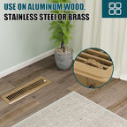 VOISEN Floor Register 2x12, 6 Pack Floor Vent Covers, Steel Adjustable Air Supply Grille Register Vent Cover Grill for Sidewall and Floor, Vent Covers for Home Floor,Brown