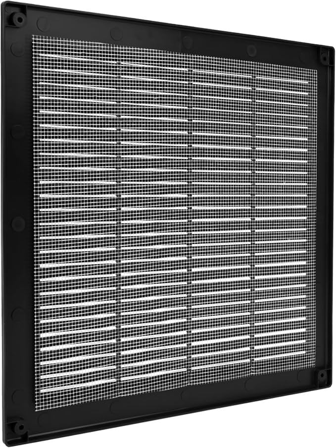 Vent Systems 12'' x 12'' Inch Black Soffit Vent Cover - Pack of 100 - Flat Square Air Vent Louver - Grille Cover - Built-in Insect Screen - HVAC Vents for Bathroom, Home Office, Kitchen 12x12 Inch